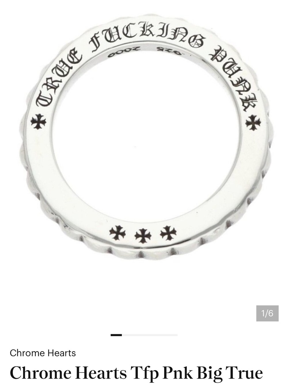 Chrome Hearts Silver 'True Punk' Engraved Band Ring